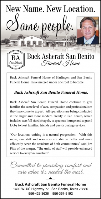 Buck Ashcraft San Benito Funeral Home Obituaries