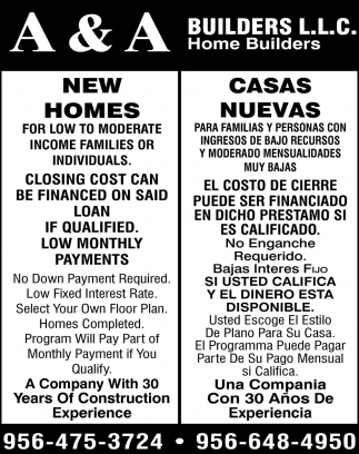 New Homes - Casas Nuevas, A & A Builders ., Pharr, TX