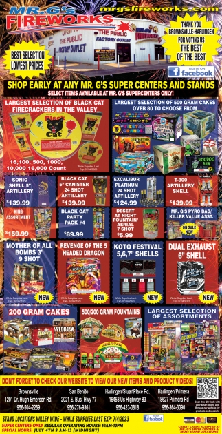 Super Sale, Mr. G's Fireworks, San Benito, TX